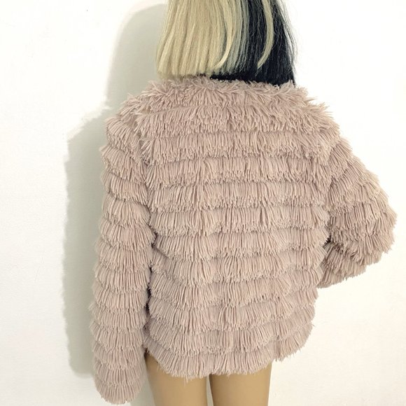 Open Front Fuzzy Cardigan | Fluffy Cardigan | Dressy Jacket | Beige Jacket | S - Picture 4 of 9